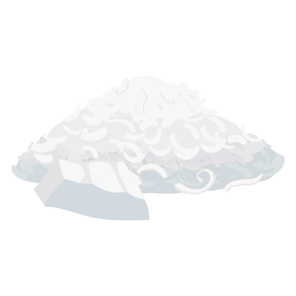 Coconut flakes, a small pile. Coconut products. Coconut pulp flakes. vector