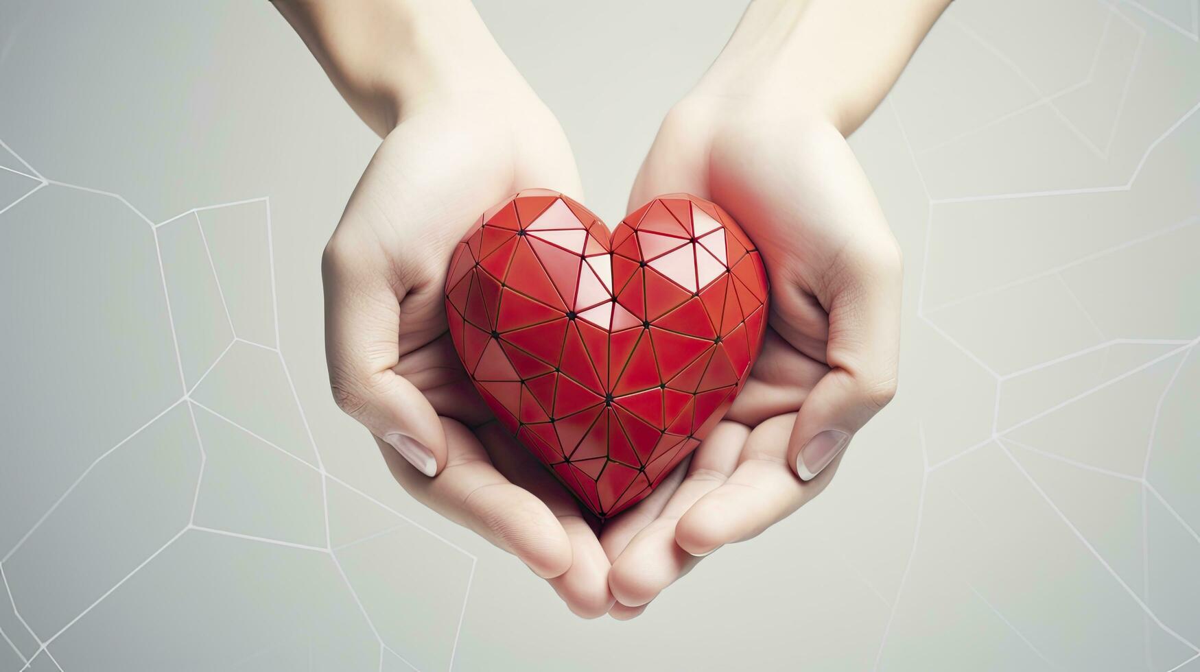 AI generated Heart in Hands. Human Hands Holding Red Heart on White Background - Medical Concept. photo