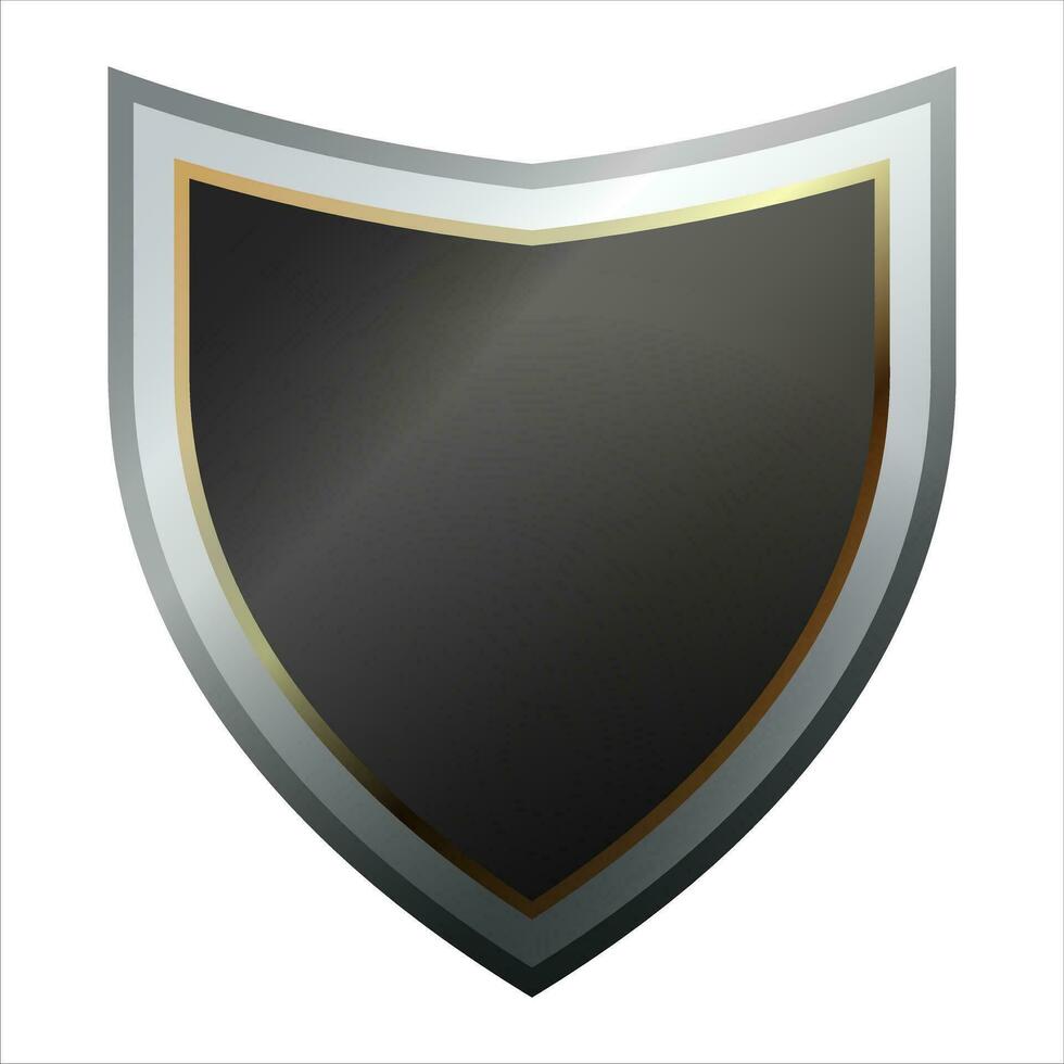 proteger icono con brillante metal marco. negro proteccion, seguridad y defensa símbolo. medieval diseño elemento. vector proteger icono