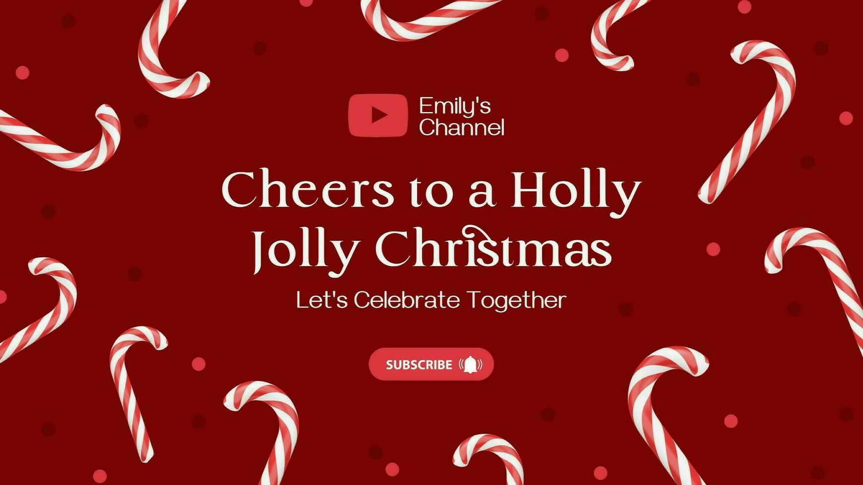 Candy Canes Christmas Greeting Youtube Banner template