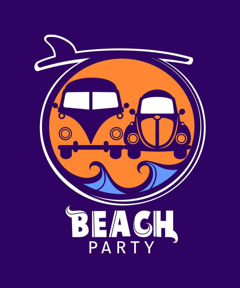 Beach party vintage vector illustration style.