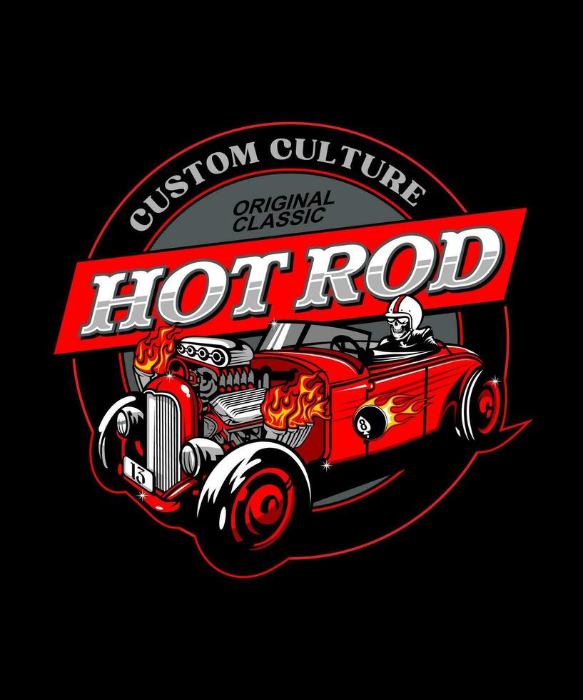 Hot Rod original classic vintage vector illustration style.