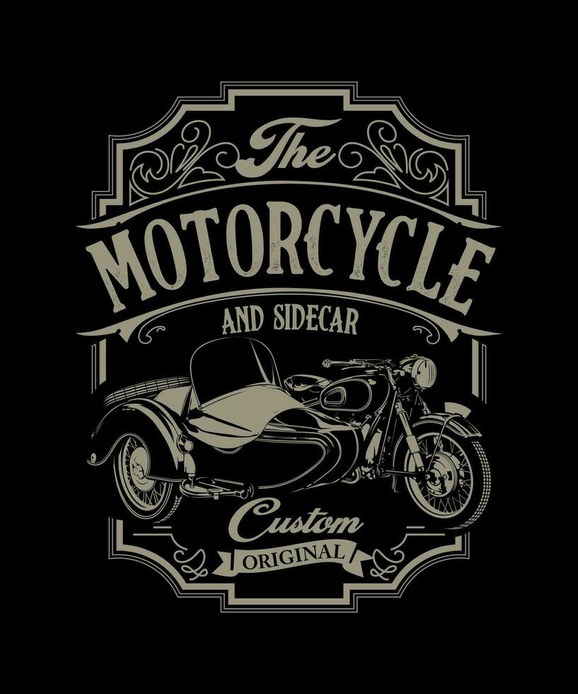 The motorcycle custom vintage vector illustration style.