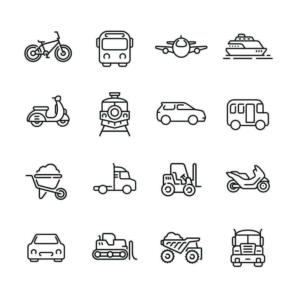 transporte icono conjunto aislado en blanco antecedentes vector