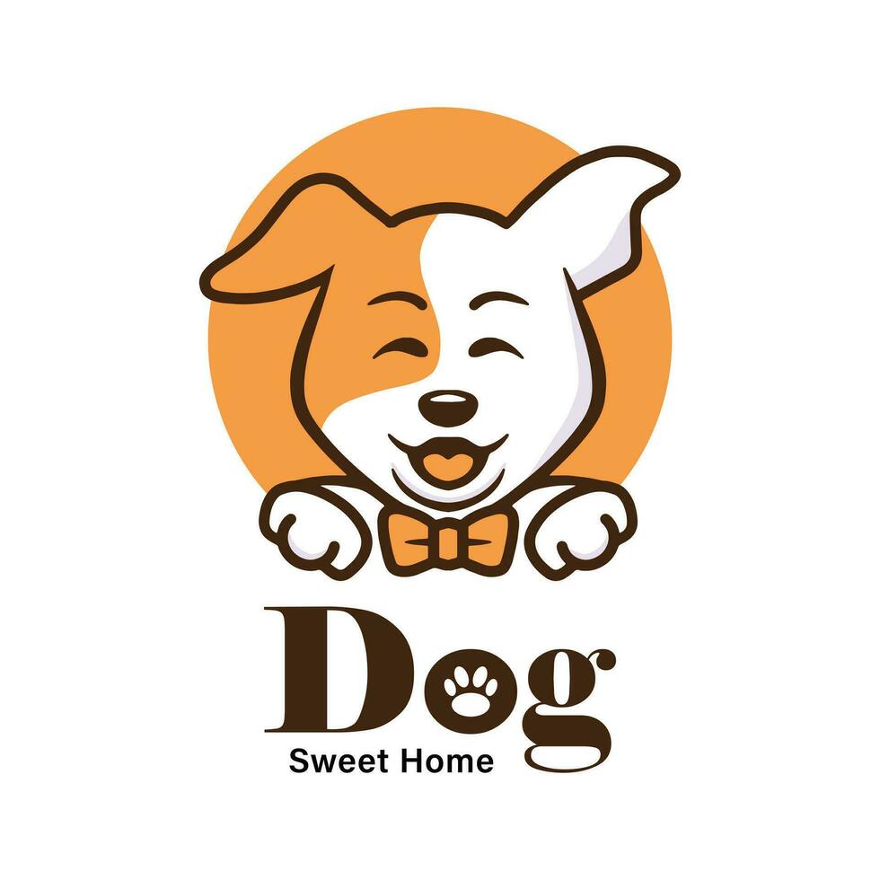 cute dog sweet home logo design template vector