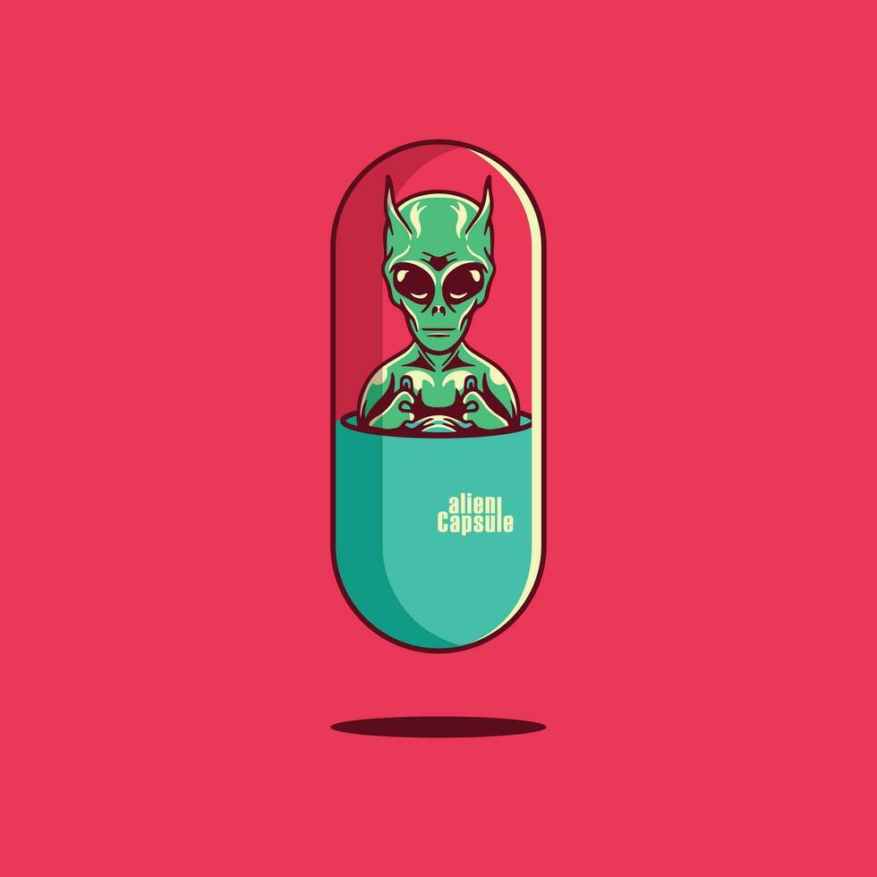 extraterrestre cápsula personaje logo diseño vector