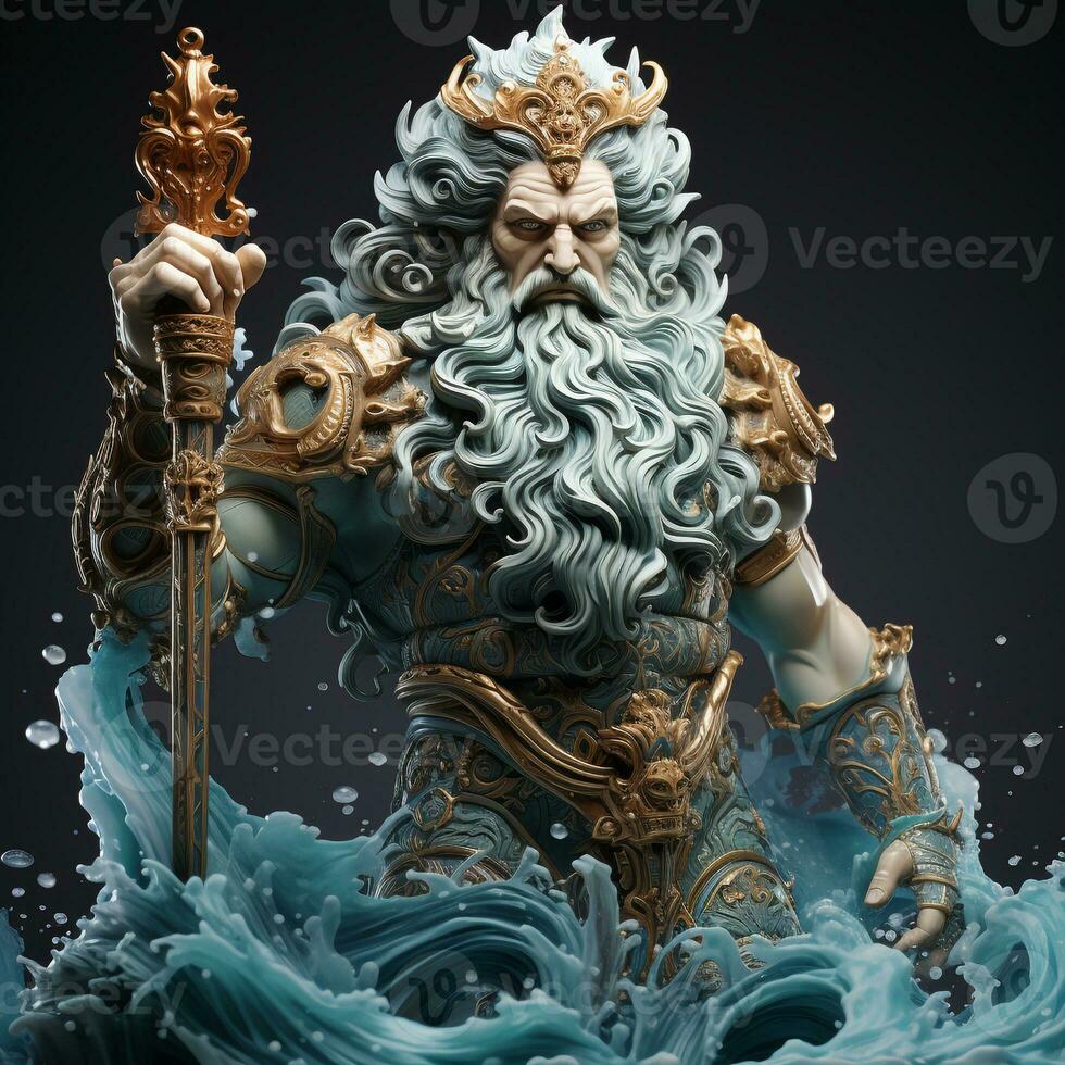 AI generated 3D cartoon of an water god photo