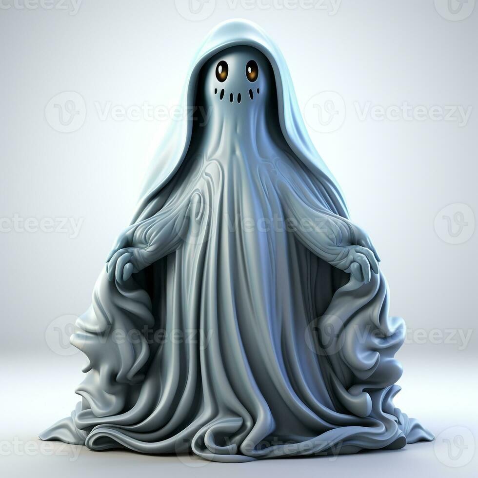 AI generated 3D cartoon of an white ghost photo