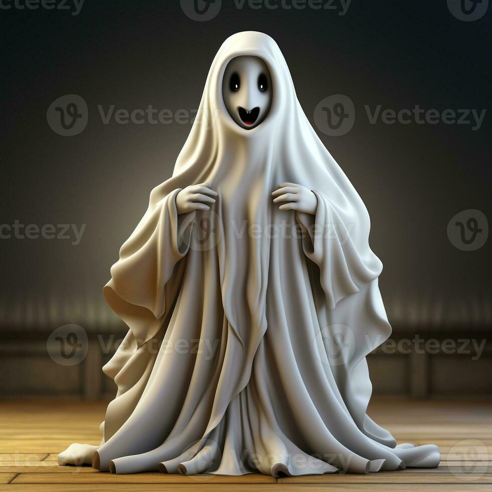 AI generated 3D cartoon of an white ghost photo