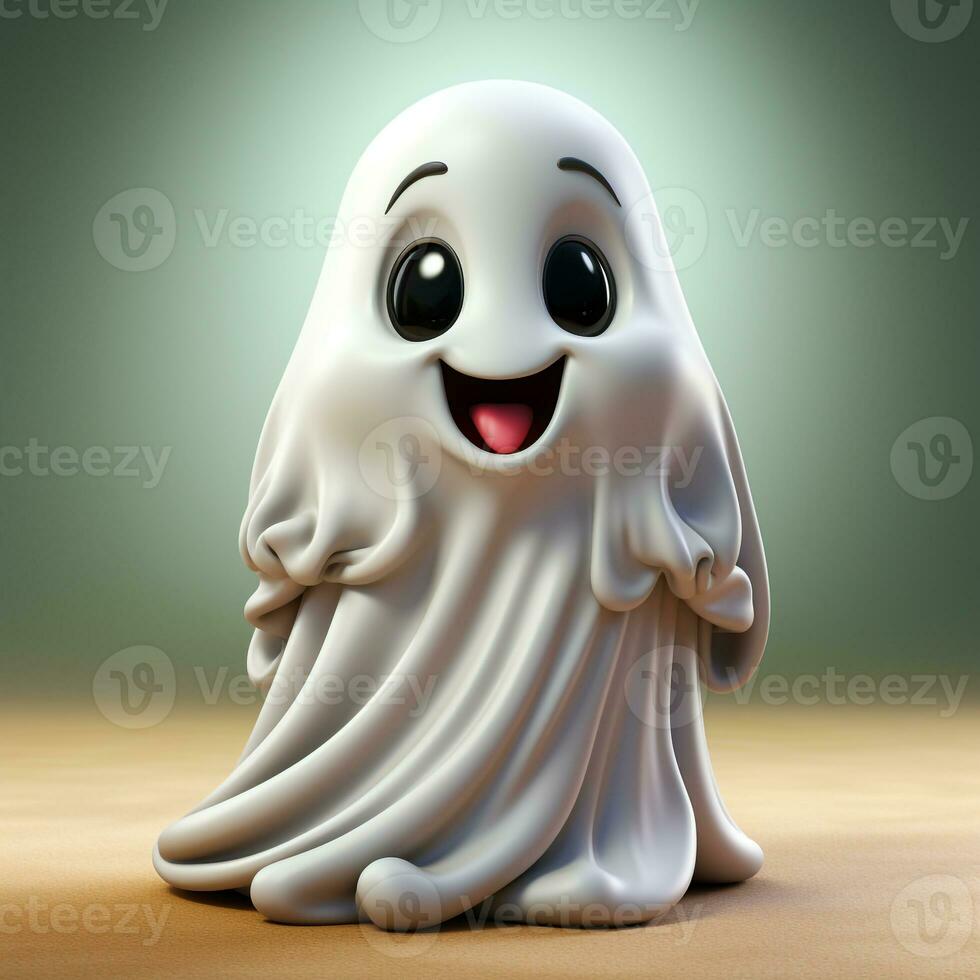 AI generated 3D cartoon of an white ghost photo