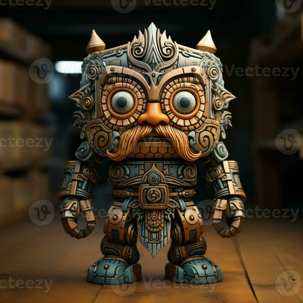 AI generated 3D cartoon of an wooden god photo