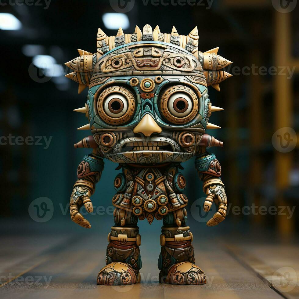 AI generated 3D cartoon of an wooden god photo