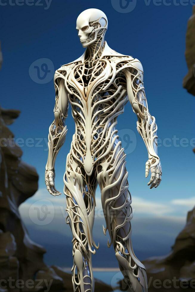 AI generated 3D cartoon of an bones full body photo