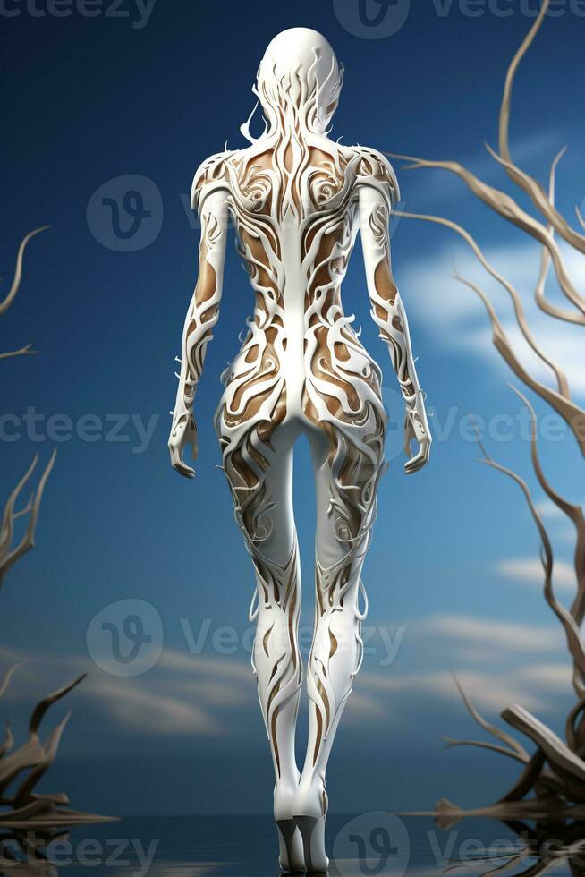 AI generated 3D cartoon of an bones full body photo