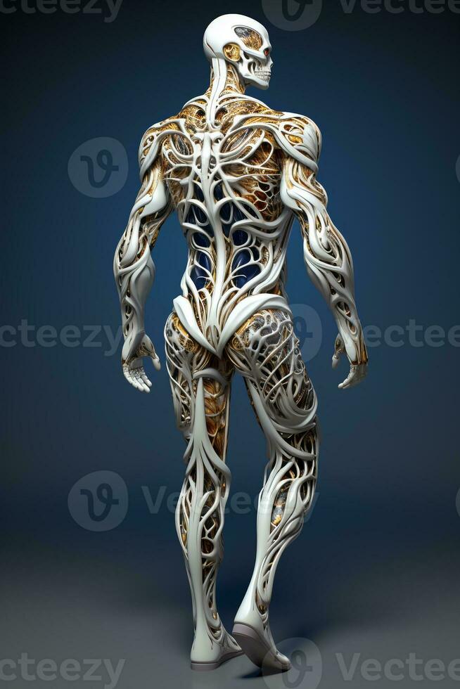 AI generated 3D cartoon of an bones full body photo