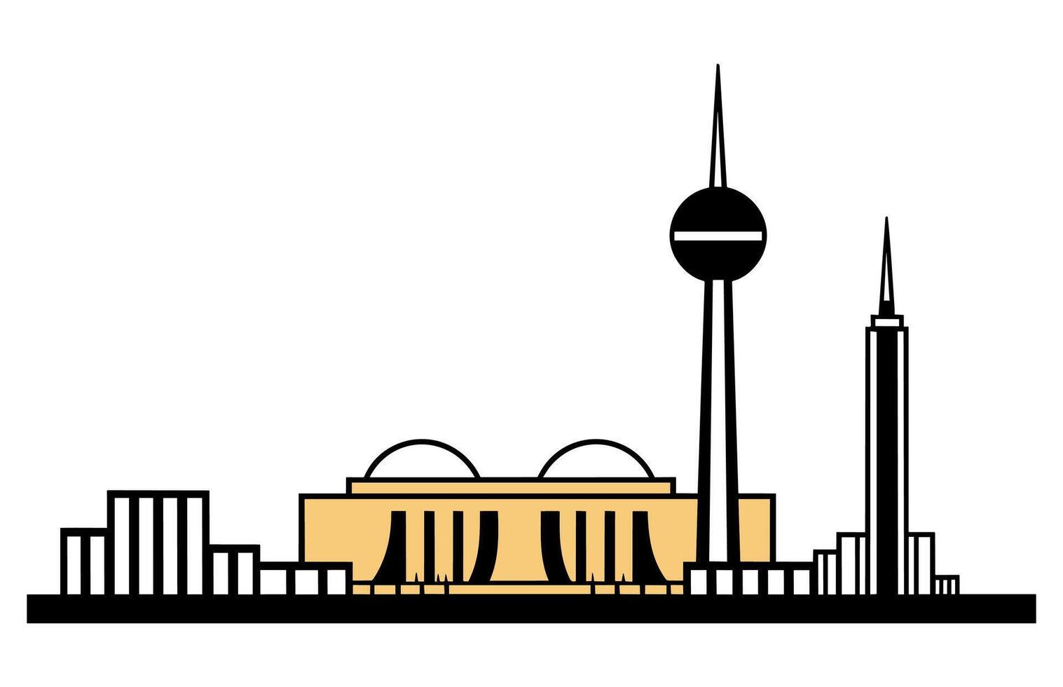 Tehran city skyline isolated vector illustration, icons.