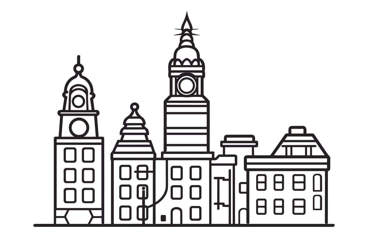 Philadelphia minimal style City Outline Skyline with Typographic. Vector cityscape with famous landmarks.