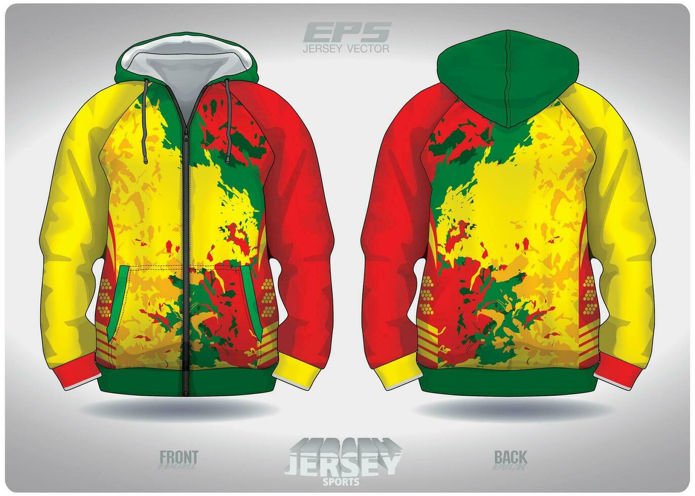 EPS jersey sports shirt vector.yellow red green stripes islands pattern design, illustration, textile background for sports long sleeve hoodie vector