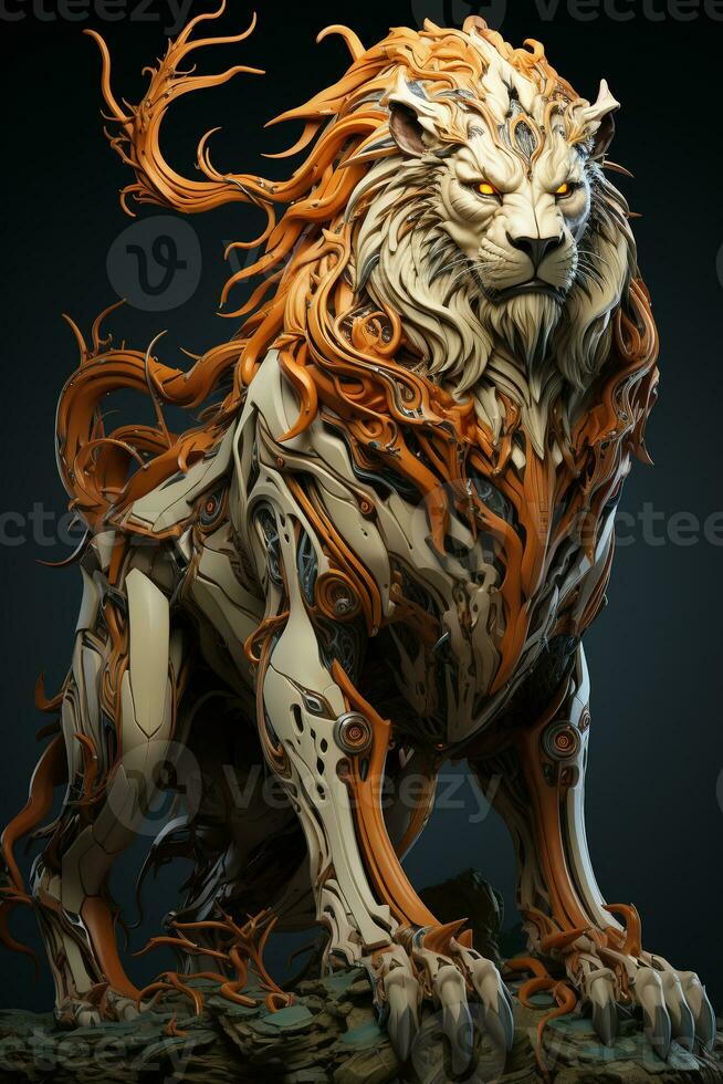 AI generated 3D cartoon lion bones photo