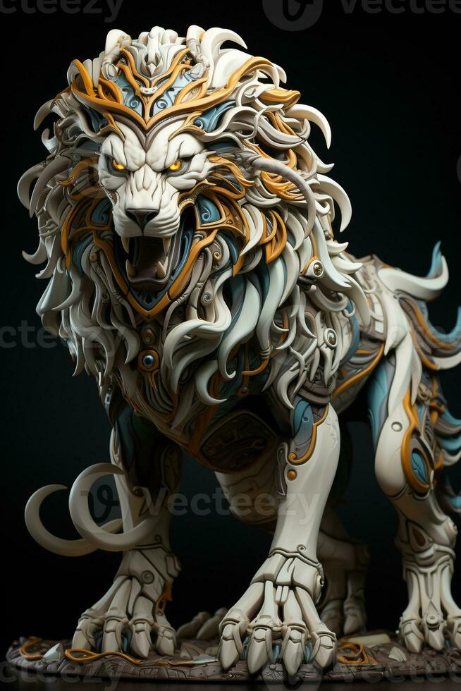 AI generated 3D cartoon lion bones photo