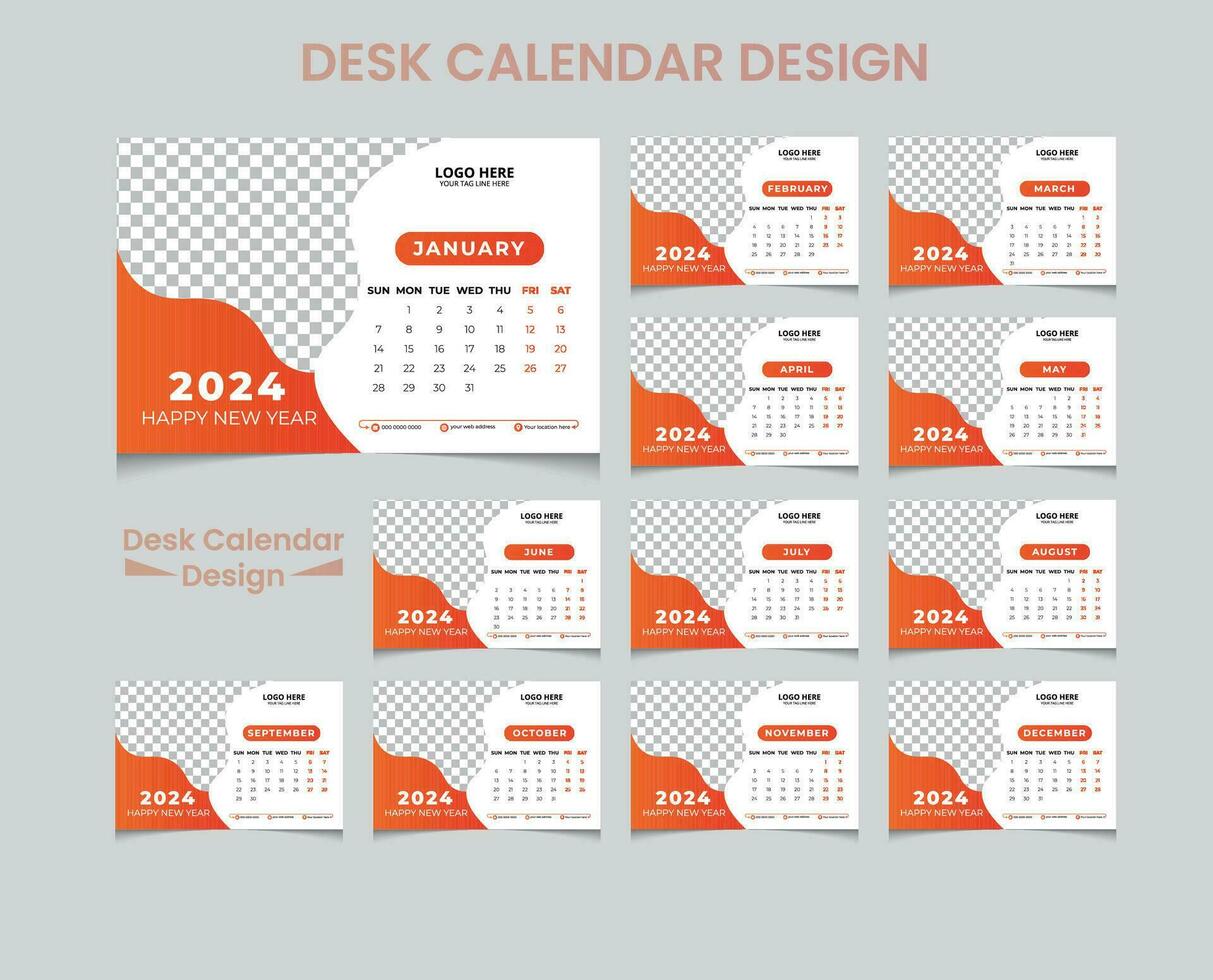 2024 escritorio calendario diseño vector