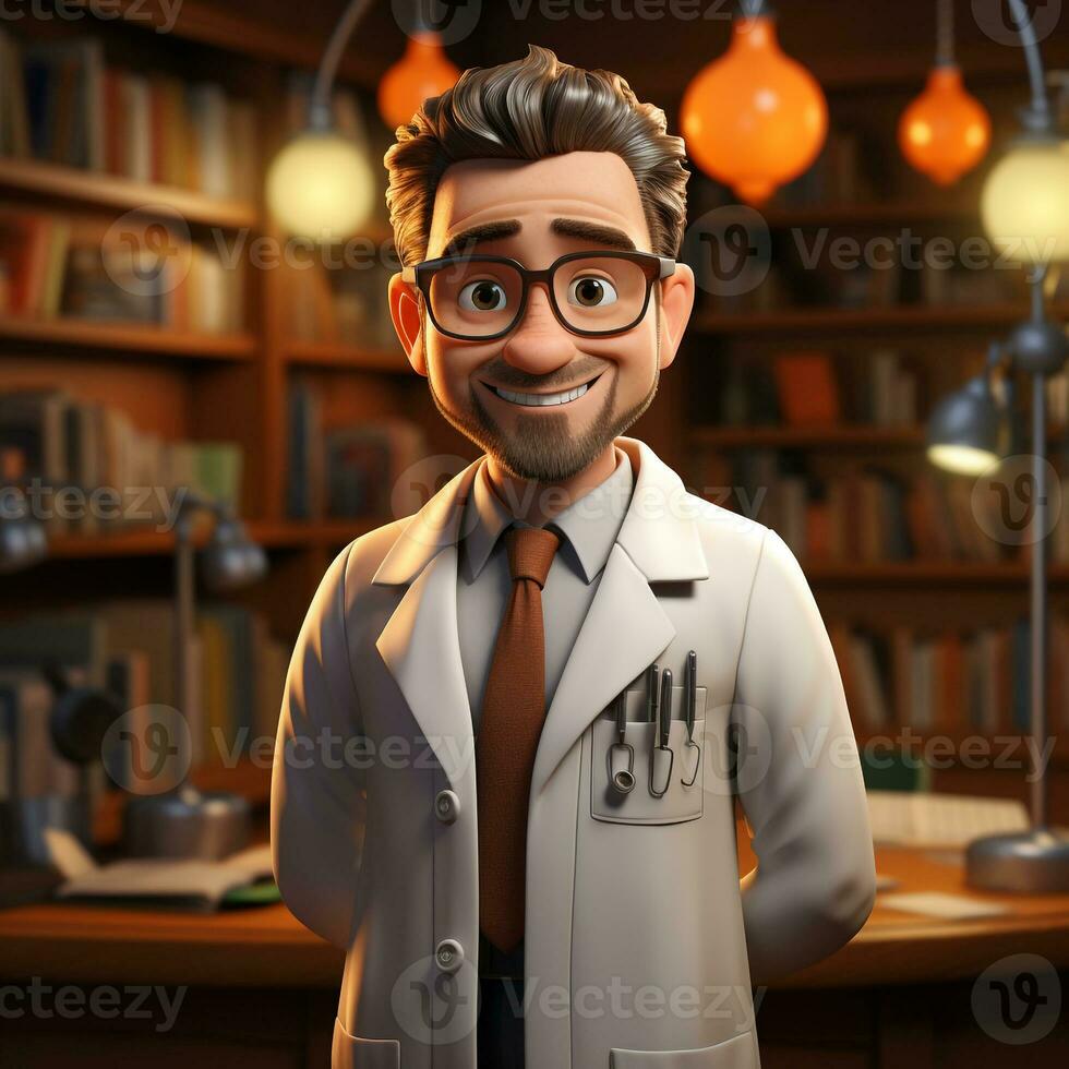 AI generated 3D cartoon doctor photo