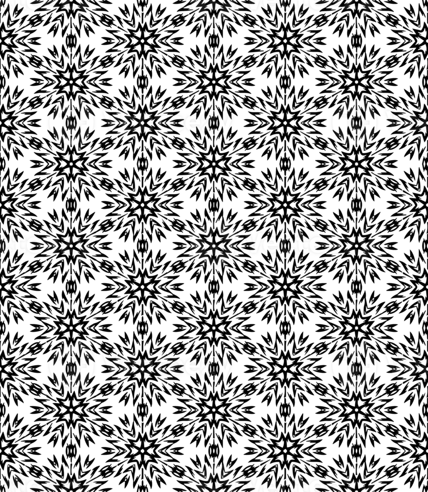 Black seamless abstract pattern. Overlay for background and backdrop. Ornamental design. PNG graphic illustration with transparent background.