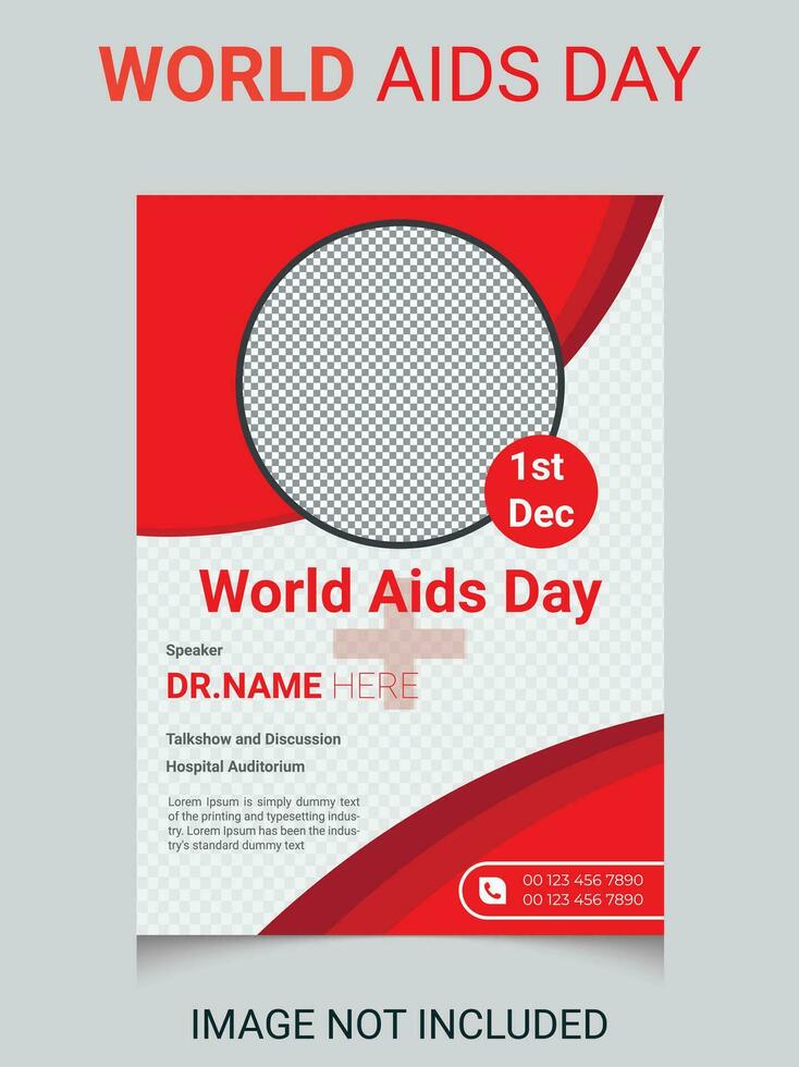 world AIDS day awareness ribbon and the text on red background. Healthcare and medicine concept. vector