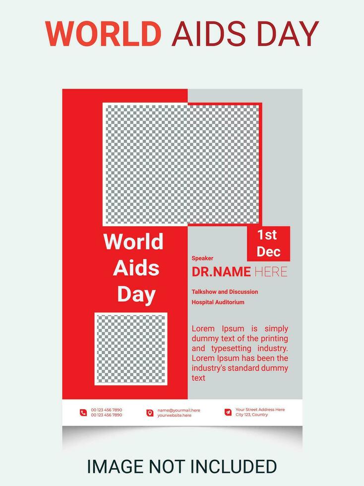 world AIDS day awareness ribbon and the text on red background. Healthcare and medicine concept. vector