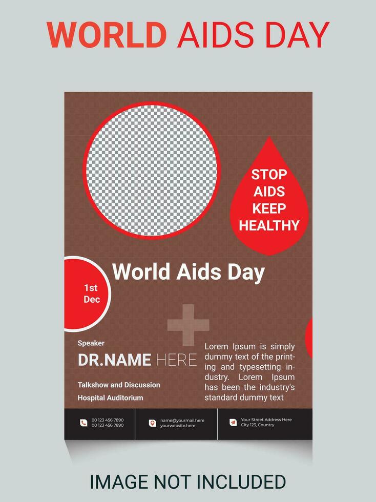 world AIDS day awareness ribbon and the text on red background. Healthcare and medicine concept. vector