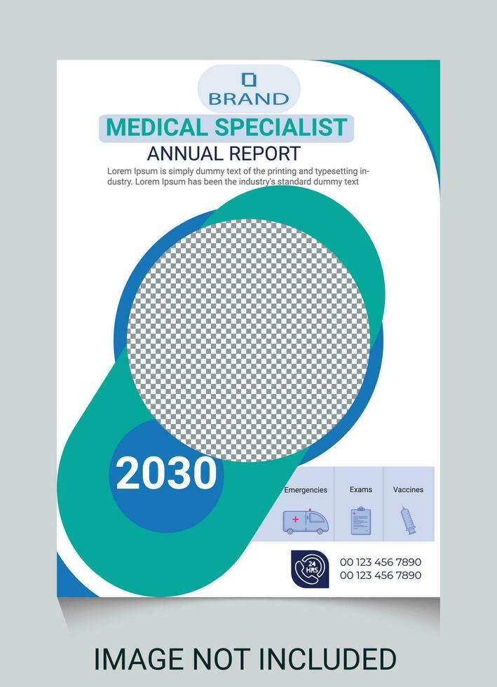 healthcare cover a4 template design and flat icons for a report and medical brochure design, flyer, leaflets decoration for printing and presentation vector