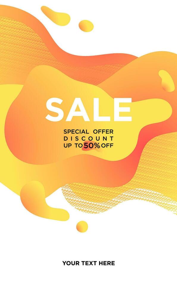 Vector sale discount promotion banner or poster in modern fluid style. Template design for Big season sale. Up to 50 percent off and special offer.