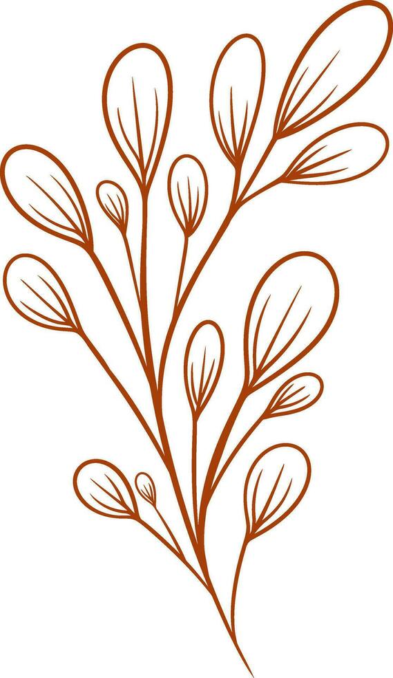 Plant Element Outline Vector Illustration
