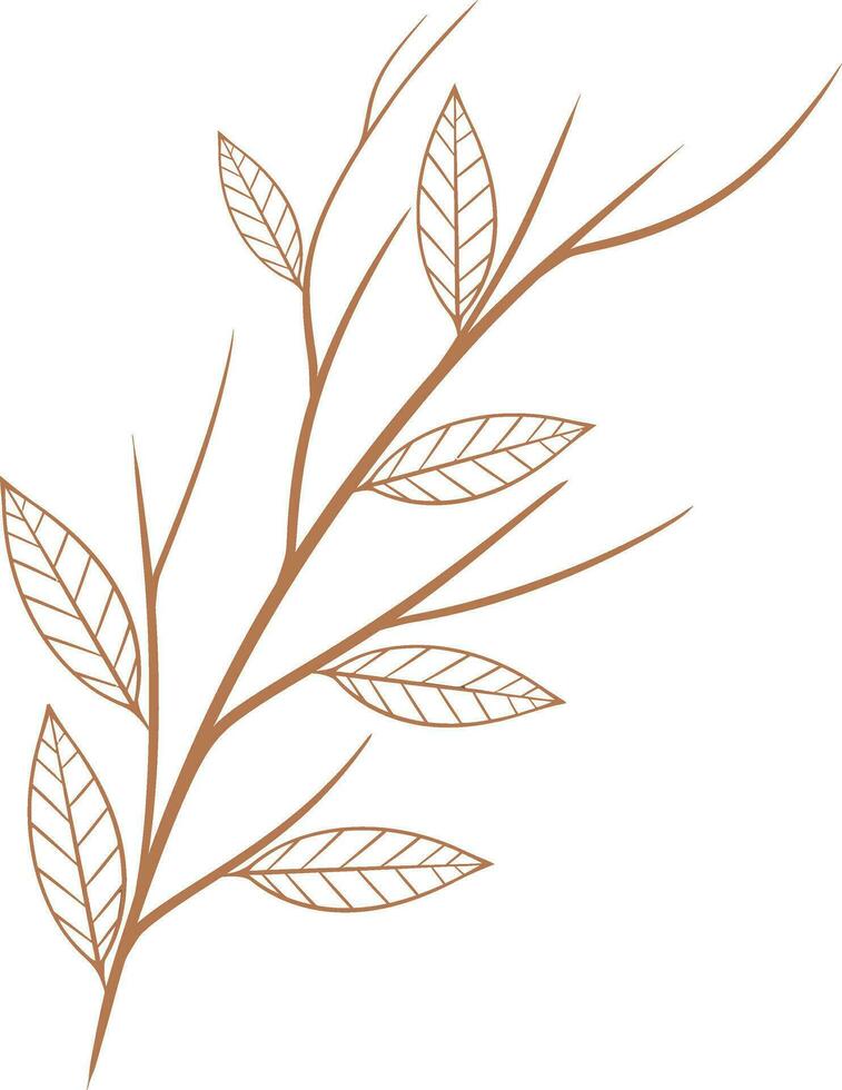 Plant Element Outline Vector Illustration