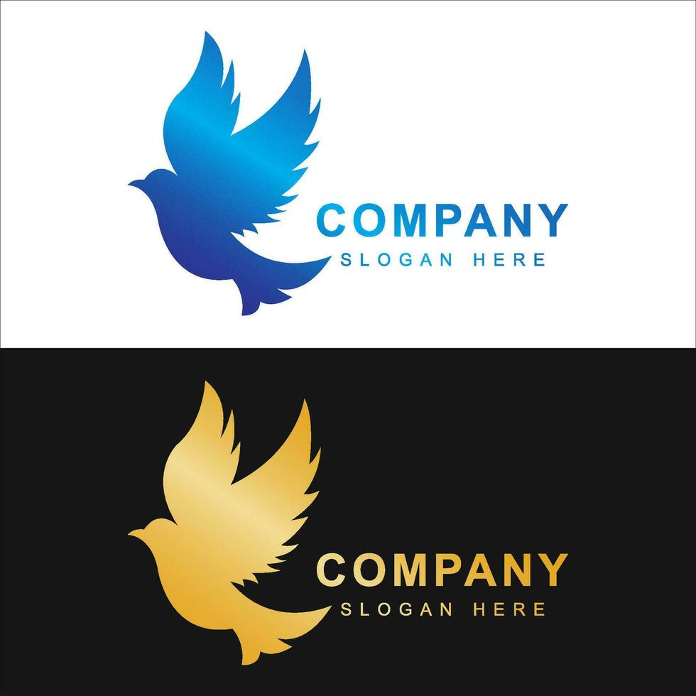 Bird logo template with line art style. Creative abstract bird logo collection, bird logo full color. vector