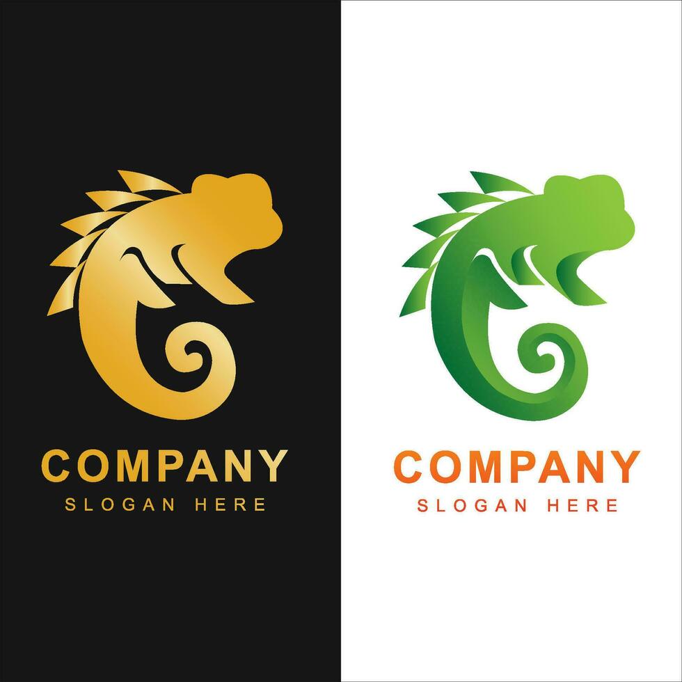chameleon logo template with line art style. Creative abstract chameleon logo collection, chameleon logo full color. vector