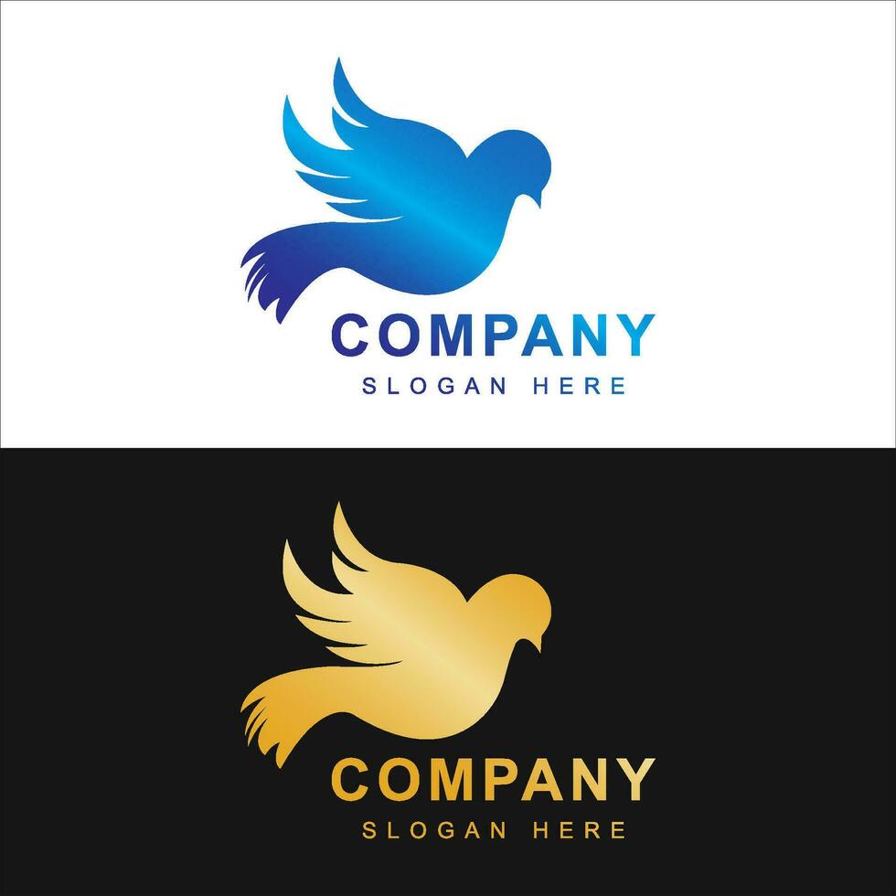 Bird logo template with line art style. Creative abstract bird logo collection, bird logo full color. vector