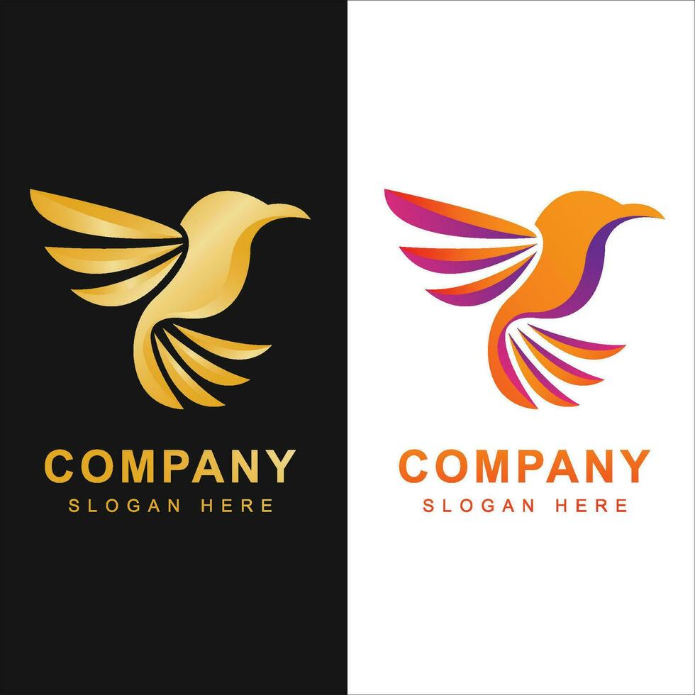 Bird logo template with line art style. Creative abstract bird logo collection, bird logo full color. vector