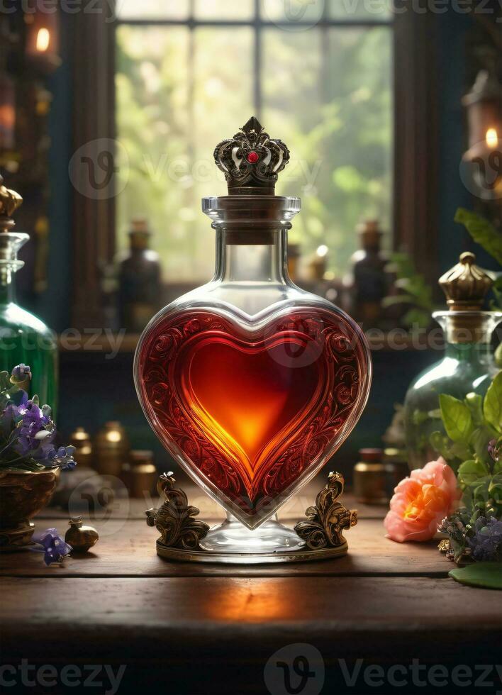 ai generado creatividad cristal corazón con dorado corona contento San Valentín día fondo de pantalla foto