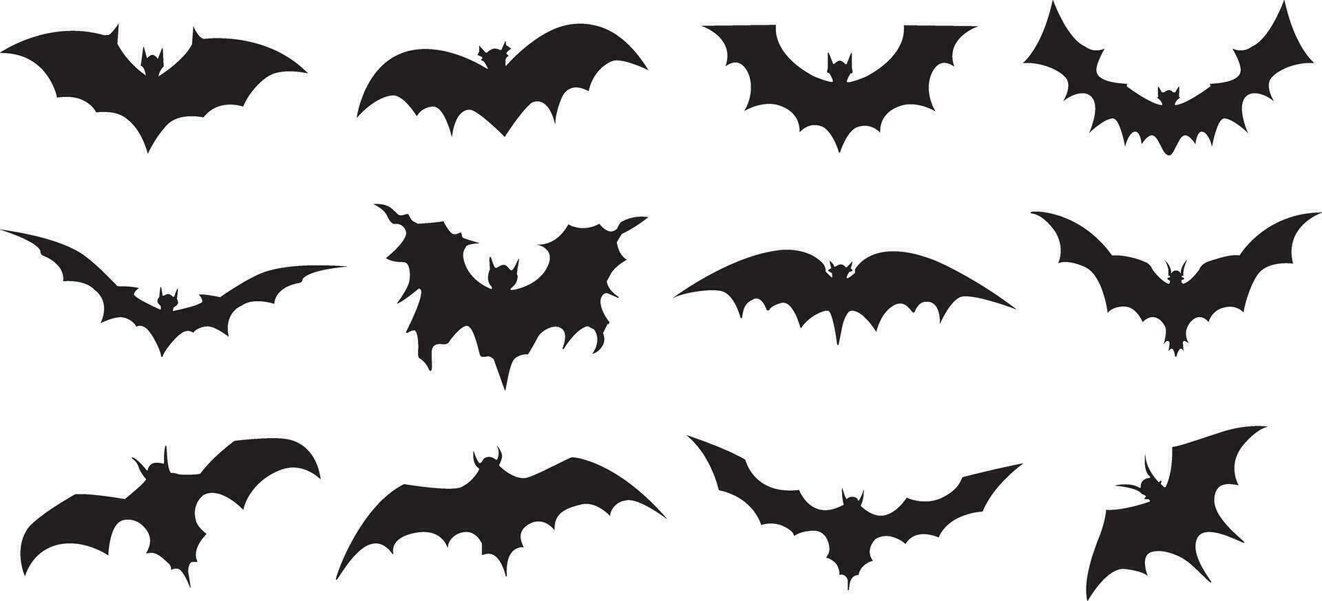 Bat silhouette set vectors