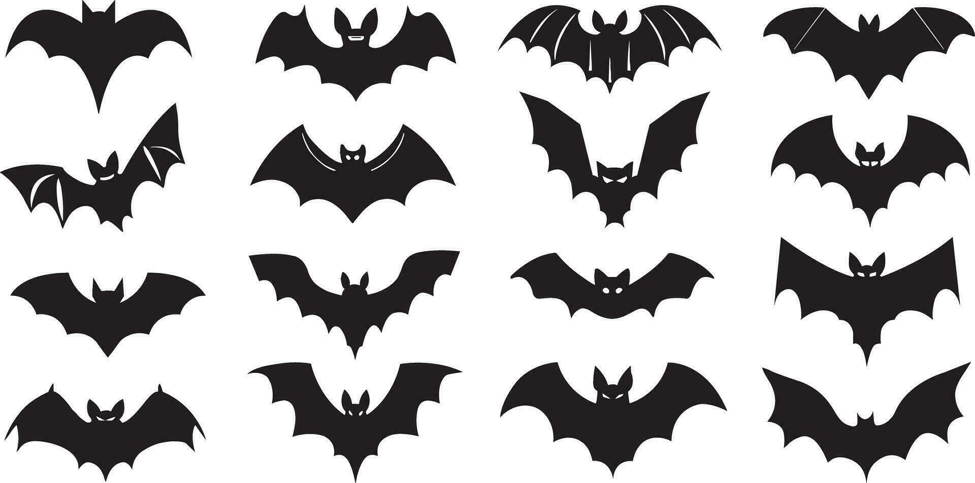 Bat silhouette set vectors