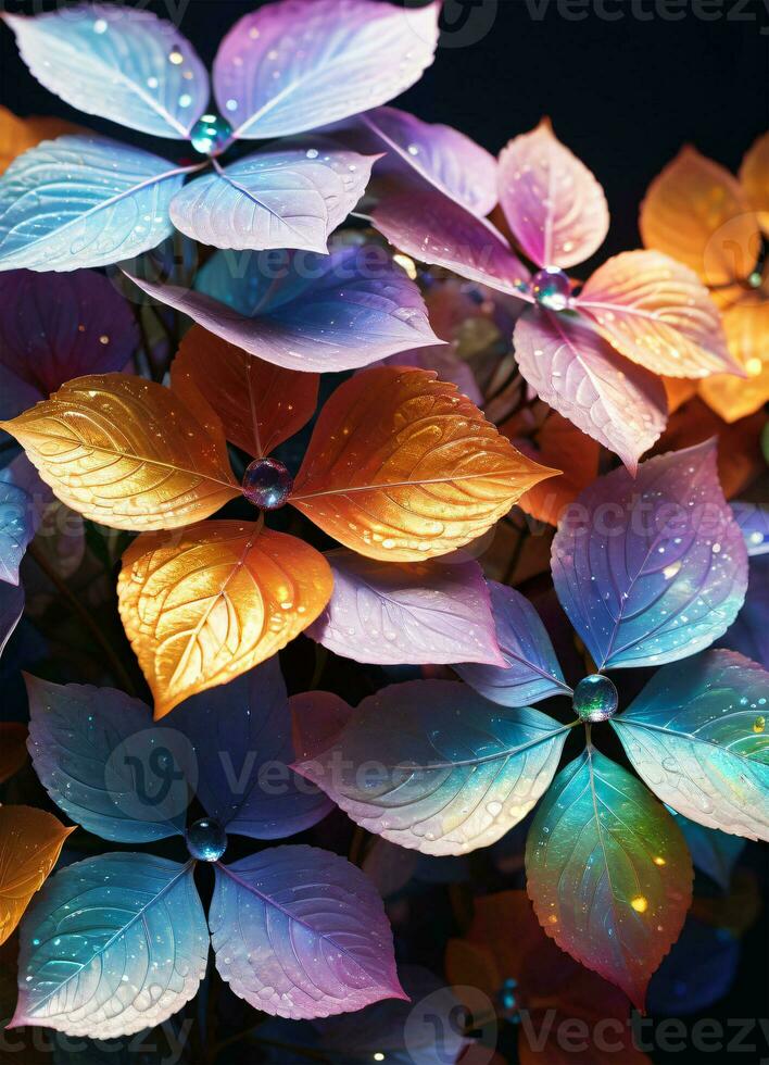 AI generated Hydrangea holographic flowers photo