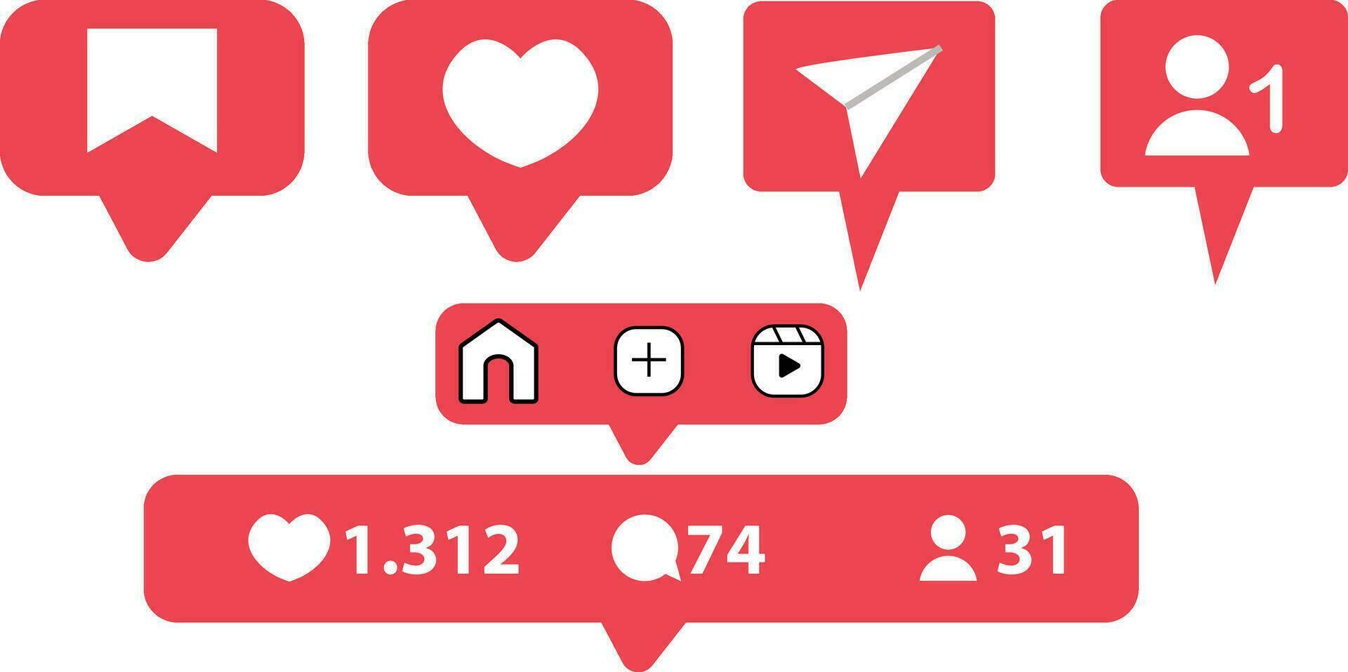 Vector set icon bar or symbol on social media