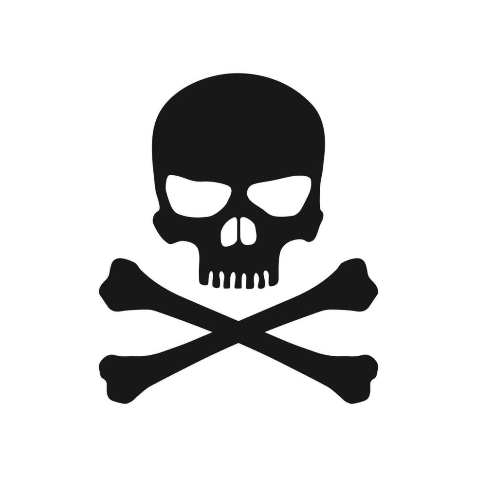 Skull and crossbones icon vector. Skull and bone danger warning sign. Skull with crossbones vector icon