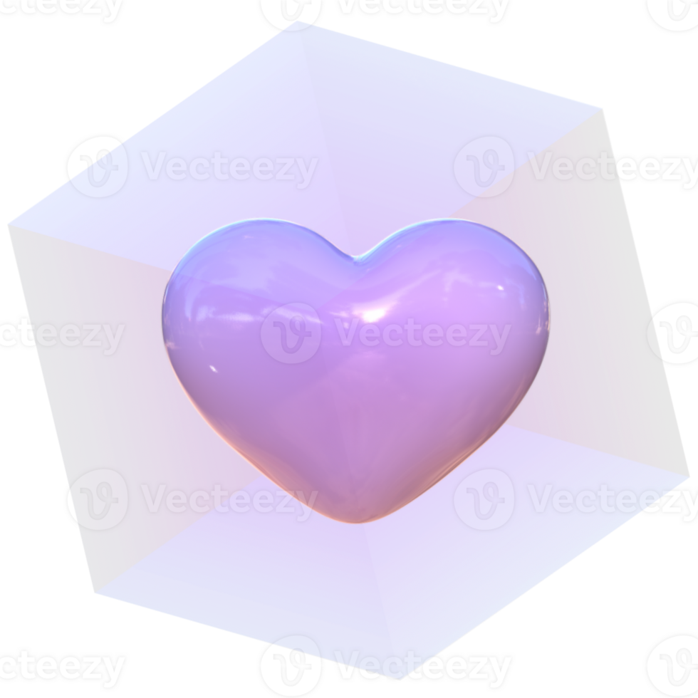 Cube Y2K 3D rendering cute clear glass png