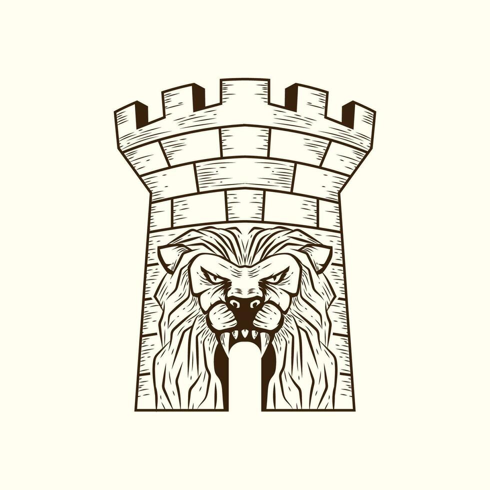 lion castle logo template, lion castle logo elements, lion castle vector illustration