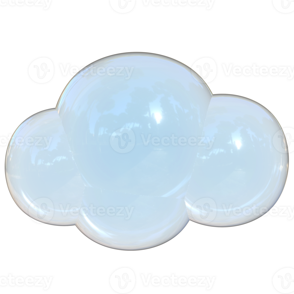 Cloud Y2K 3D rendering cute clear glass png