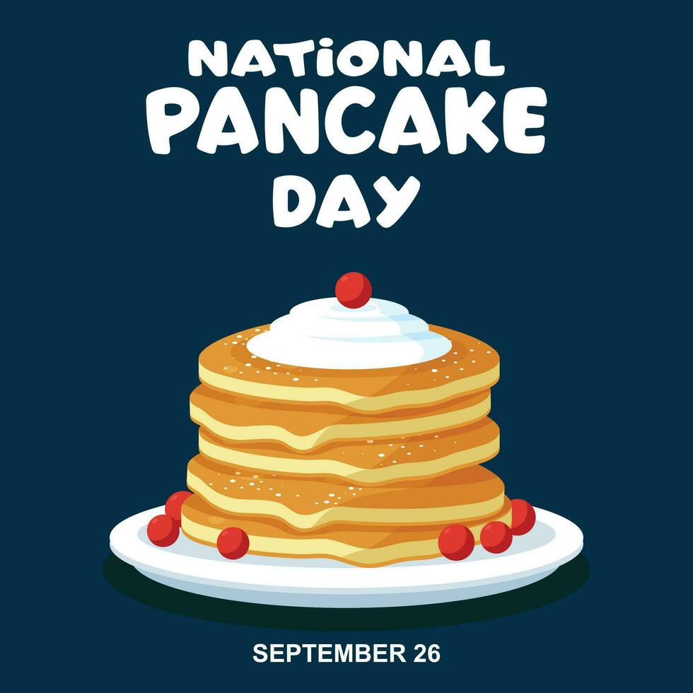 National Pancake Day vector. Pancakes with syrup and raspberries vector. vector