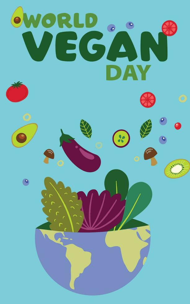 Vector Illustration Vegan World Food Day.