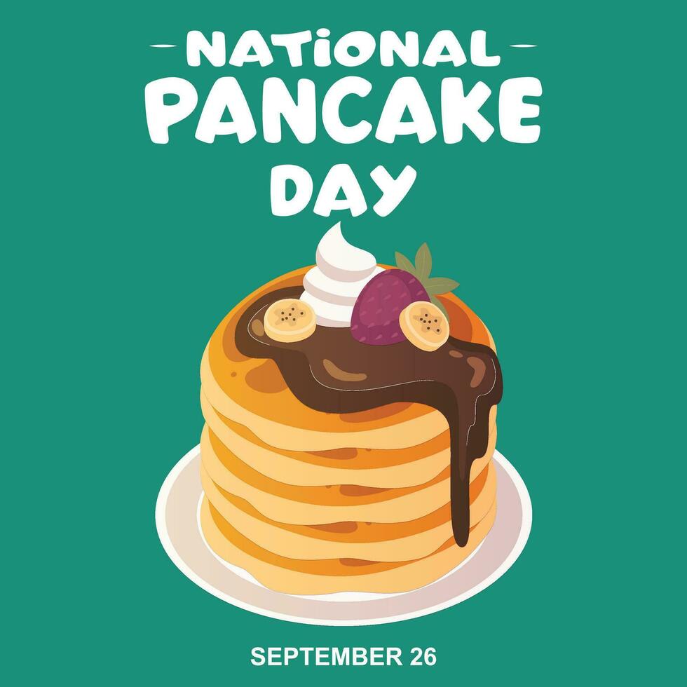 National Pancake Day is celebrated in September 26. vector illustration.